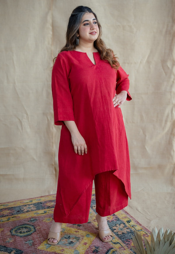 Round Neck Bright Red Embroidered Ladies Kurti at Rs 525 in Jaipur | ID:  20287842648